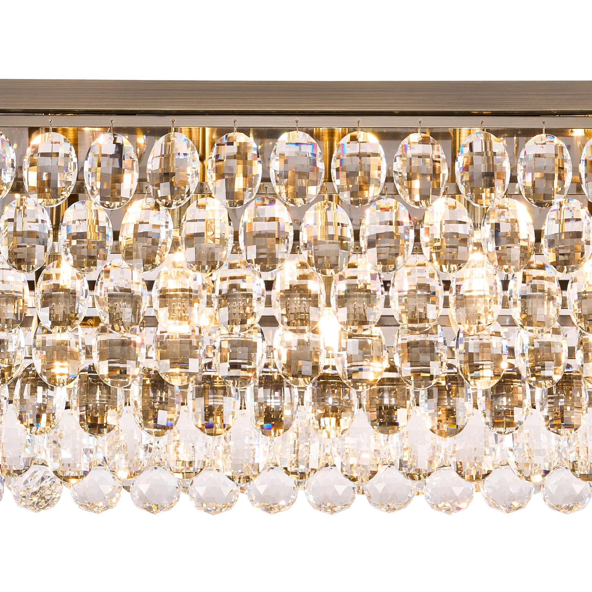 Coniston Linear Flush Ceiling 11 Light (21.8kg) Antique Brass IL32827AB  Diyas Coniston Antique Brass